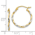 Load image into Gallery viewer, 14K Yellow Gold & Rhodium Hollow Twisted Hoop Earrings 20mm width