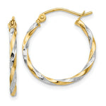 Load image into Gallery viewer, 14K Yellow Gold & Rhodium Hollow Twisted Hoop Earrings 20mm width
