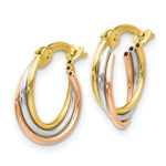 Load image into Gallery viewer, 14K Tri-Color Gold Twisted Hoop Earrings 12mm width