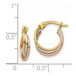 Load image into Gallery viewer, 14K Tri-Color Gold Twisted Hoop Earrings 12mm width