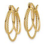 Load image into Gallery viewer, 14K Yellow Gold Polished and Textured Circle Hoop Earrings 18mm width