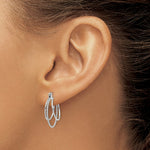 Load image into Gallery viewer, 14K White Gold Polished and Textured Circle Hoop Earrings 18mm width