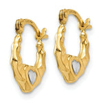 Load image into Gallery viewer, 14K Yellow Gold & Rhodium Heart Hollow Hoop Earrings 10mm width