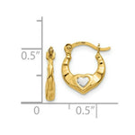 Load image into Gallery viewer, 14K Yellow Gold & Rhodium Heart Hollow Hoop Earrings 10mm width