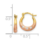 Load image into Gallery viewer, 14K Yellow Gold & White and Rose Rhodium Flower Hoop Earrings 12mm width