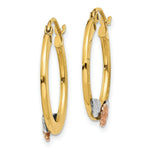 Load image into Gallery viewer, 14K Yellow Gold Yellow & Rose Gold w/ Rhodium Diamond Cut Flower Hoop Earrings 20mm width