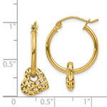 Load image into Gallery viewer, 14K Yellow Gold Moveable Heart Hoop Earrings 19mm width
