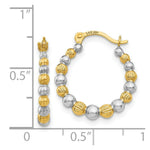 Load image into Gallery viewer, 14K Yellow Gold & Rhodium Beaded Hoop Earrings 16mm width