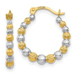 Load image into Gallery viewer, 14K Yellow Gold & Rhodium Beaded Hoop Earrings 16mm width