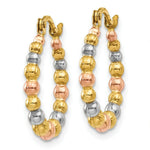 Load image into Gallery viewer, 14K Yellow Gold & White and Rose Rhodium Beaded Hoop Earrings 16mm width