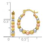 Load image into Gallery viewer, 14K Yellow Gold & White and Rose Rhodium Beaded Hoop Earrings 16mm width