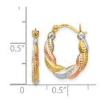 Load image into Gallery viewer, 14K Yellow Gold & White and Rose Rhodium Hollow Scalloped Hoop Earrings 13mm width