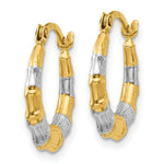 Load image into Gallery viewer, 14K Yellow Gold & Rhodium Hollow Bamboo Hoop Earrings 13mm width