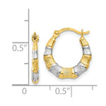 Load image into Gallery viewer, 14K Yellow Gold & Rhodium Hollow Bamboo Hoop Earrings 13mm width