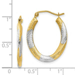 Load image into Gallery viewer, 14K Yellow Gold & Rhodium Textured Hollow Oval Hoop Earrings 20mm width