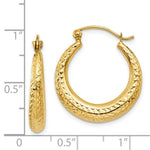 Load image into Gallery viewer, 14K Yellow Gold Diamond Cut Hollow Hoop Earrings 21mm width