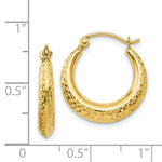 Load image into Gallery viewer, 14K Yellow Gold Textured Hollow Hoop Earrings 18mm width