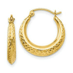Load image into Gallery viewer, 14K Yellow Gold Textured Hollow Hoop Earrings 18mm width