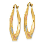 Load image into Gallery viewer, 14K Yellow Gold & White and Rose Rhodium Hollow Hoop Earrings 26mm width