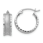 Load image into Gallery viewer, 14K White Gold Diamond Cut Satin Hoop Earrings 15mm width