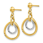 Load image into Gallery viewer, 14K Two-tone Gold Circle Post Dangle Earrings