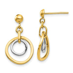 Load image into Gallery viewer, 14K Two-tone Gold Circle Post Dangle Earrings
