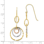 Load image into Gallery viewer, 14K Tri-Color Gold wavy Circle Dangle Earrings