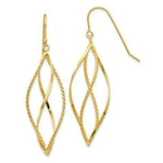 Load image into Gallery viewer, 14K Yellow Gold Polished and Textured Twisted Dangle Earrings