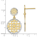 Load image into Gallery viewer, 14K Yellow Gold & Rhodium Diamond-cut Circles Dangle Post Earrings
