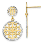Load image into Gallery viewer, 14K Yellow Gold & Rhodium Diamond-cut Circles Dangle Post Earrings