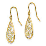 Load image into Gallery viewer, 14K Yellow Gold & Rhodium Polished Teardrop Earrings