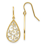Load image into Gallery viewer, 14K Yellow Gold & Rhodium Polished Teardrop Earrings