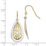 Load image into Gallery viewer, 14K Two-tone Gold Diamond Cut Polished Fancy Dangle Earrings