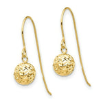 Load image into Gallery viewer, 14K Yellow Gold 6mm Diamond Cut Bead Dangle Earrings