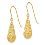 Load image into Gallery viewer, 14K Yellow Gold Diamond Cut Puff Tear Drop Dangle Earrings