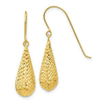Load image into Gallery viewer, 14K Yellow Gold Diamond Cut Puff Tear Drop Dangle Earrings