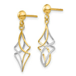 Load image into Gallery viewer, 14K Two-tone Gold Post Dangle Earrings