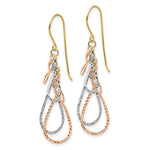 Load image into Gallery viewer, 14K Tri-Color Gold Diamond Cut Tear Drop Dangle Earrings