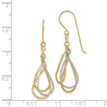 Load image into Gallery viewer, 14K Two-tone Gold Diamond Cut Tear Drop Shepherd Hook Earrings