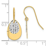 Load image into Gallery viewer, 14k Two-tone Gold Polished Textured Teardrop Dangle Earrings