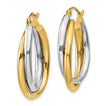 Load image into Gallery viewer, 14K Two-tone Gold Polished Double Oval Hoop Earrings 6mm width
