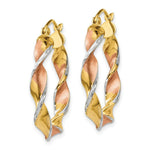 Load image into Gallery viewer, 14K Yellow Gold & Rhodium Twisted Hoop Earrings 3.75mm width