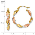 Load image into Gallery viewer, 14K Yellow Gold & Rhodium Twisted Hoop Earrings 3.75mm width