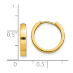 Load image into Gallery viewer, 14K Yellow Gold Hinged Hoop Earrings 3mm width