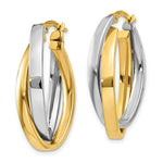 Load image into Gallery viewer, 14K Two-tone Gold Oval Hoop Earrings 7mm width
