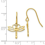 Load image into Gallery viewer, 14K Yellow Gold Dragonfly Shepherd Hook Earrings