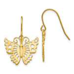 Load image into Gallery viewer, 14K Yellow Gold Dangle Butterfly Shepherd Hook Earrings