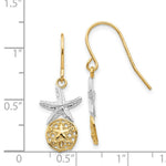 Load image into Gallery viewer, 14K Yellow Gold & Rhodium StarFish w/Sand Dollar Shepherd Hook Earrings