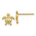 Load image into Gallery viewer, 14K Yellow Gold Peace Turtle Post Earrings
