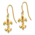 Load image into Gallery viewer, 14K Yellow Gold Polished Fleur de lis Dangle Earrings